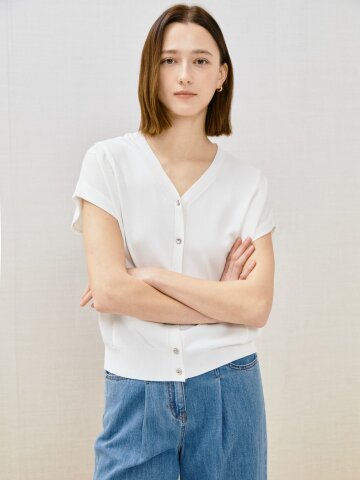 텍스쳐 블록 캡 슬리브 가디건 