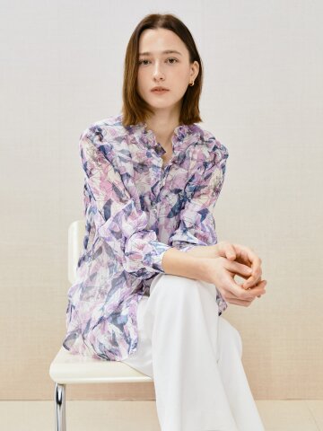 셔링 프릴넥 블라우스 