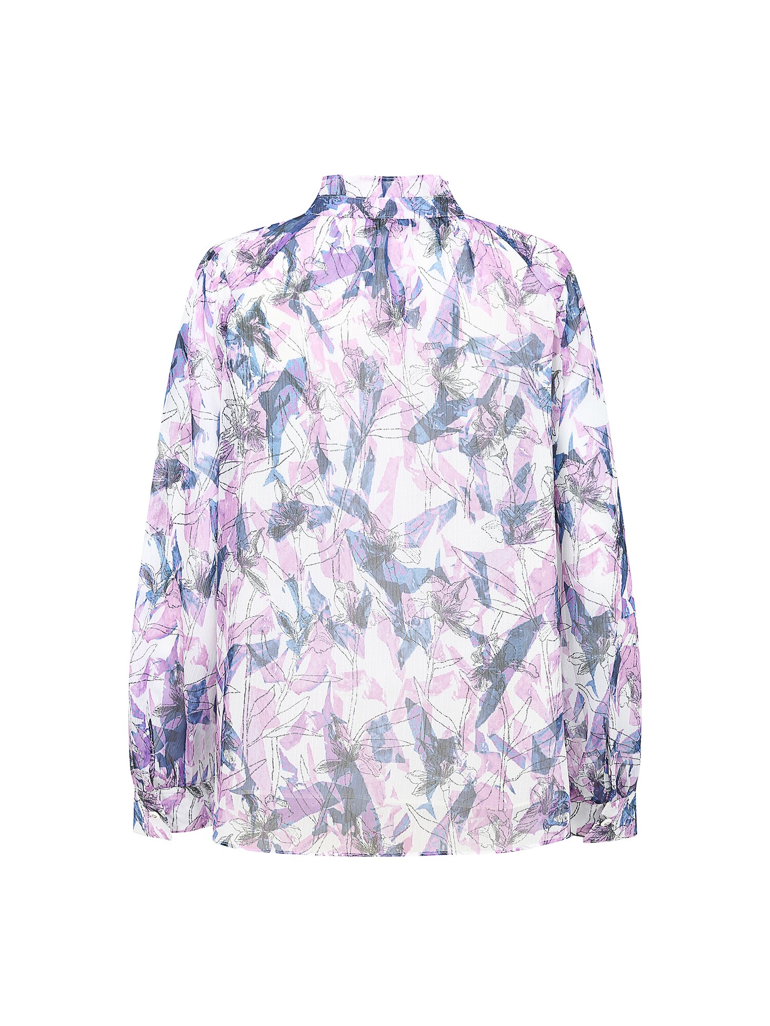 셔링 프릴넥 블라우스 (PRINT PURPLE)