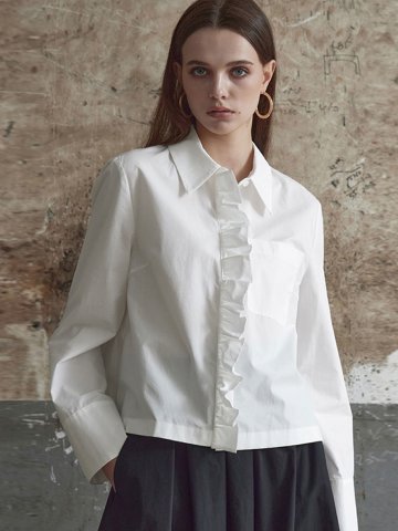 프릴 코튼 크롭 셔츠_Y15YNL001