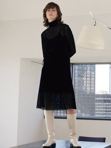 글리터 벨벳 시스루 드레스_Y15YOL021