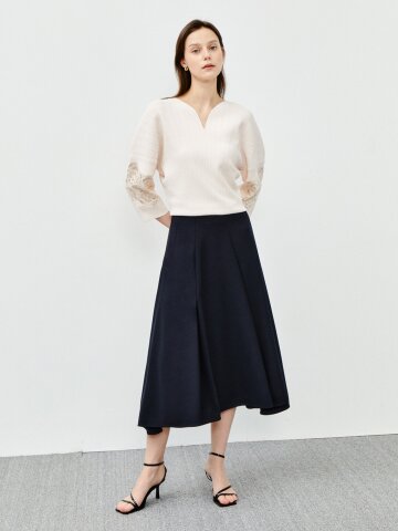 미니멀 플레어핏 롱 스커트 