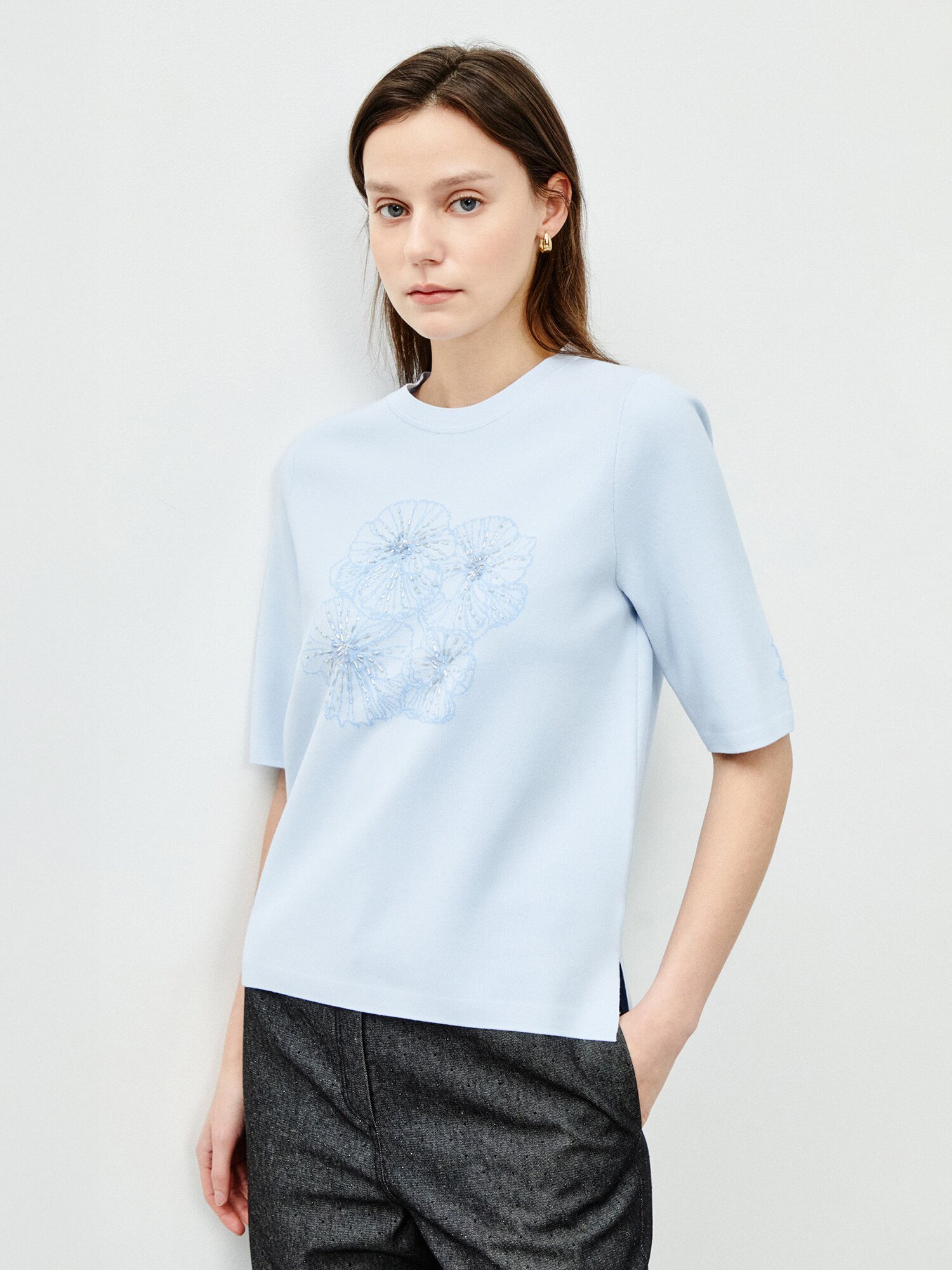 로맨틱 플라워 티셔츠 (LIGHT BLUE)