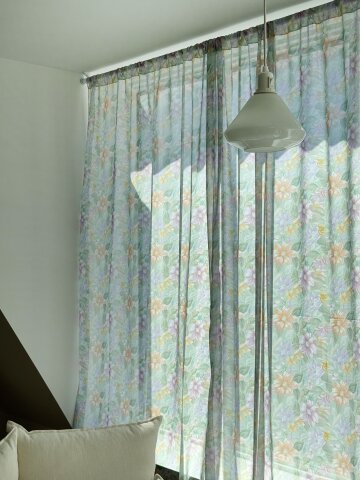 플로라 빈티지 그린 쉬폰 가리개커튼 