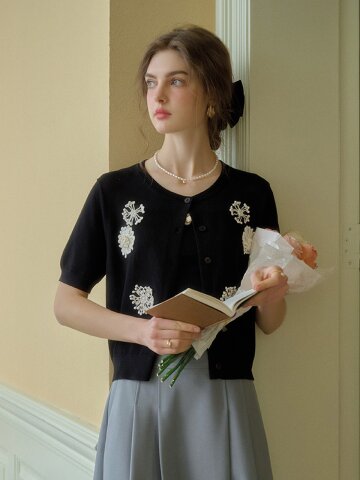 SR_Souvenir flower knitted cardigan