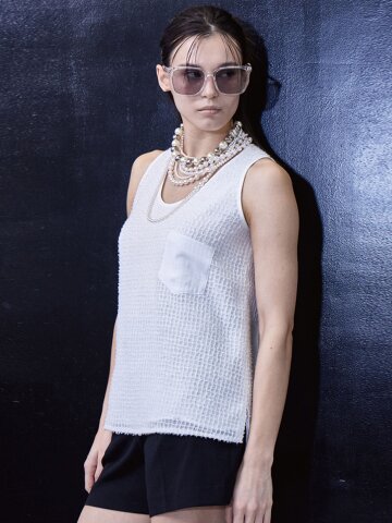 글리터 배색 포켓 블라우스_Y21YNT001