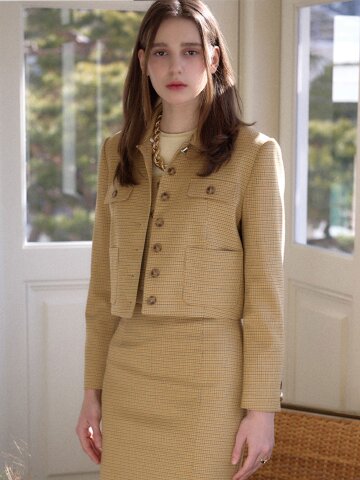 체크 디터쳐블 싱클 자켓_Y21YJU021