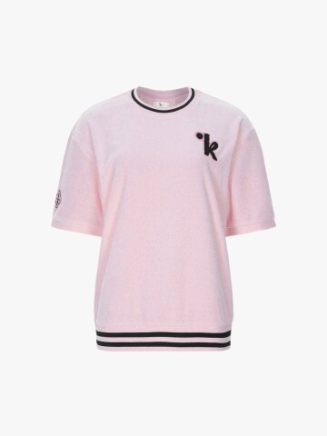 와펜장식 오버핏 티셔츠 (핑크)