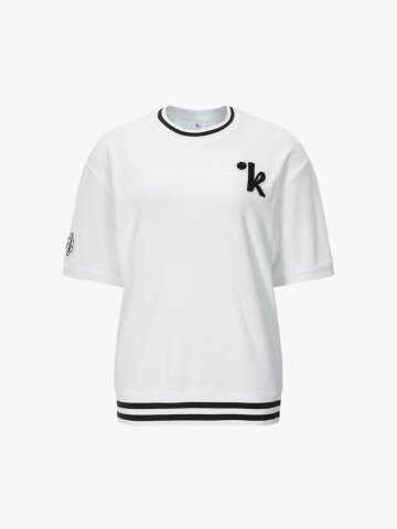 와펜장식 오버핏 티셔츠 (화이트)