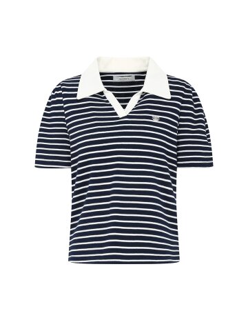 스트라이프 브이 칼라 티셔츠 