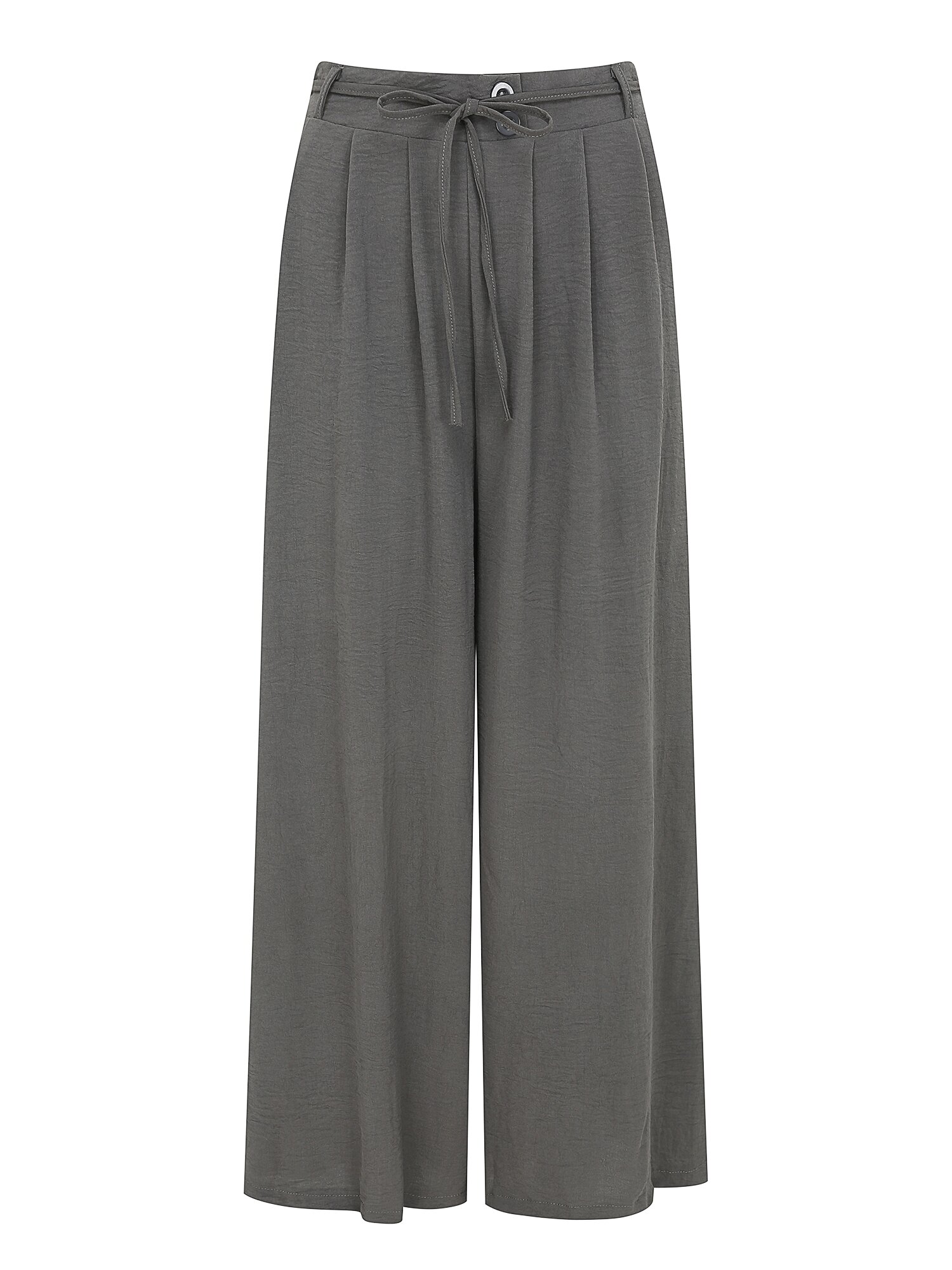 더블 버튼 핀턱 와이드 팬츠 (GREY)