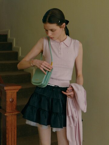 Cest_Pink collar sleeveless top