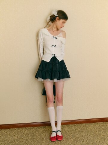 Cest_Puffy banding layered skirt