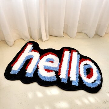 포시엘라 미니 러그 비정형 레터링 터프팅 자카드 발매트 HELLO