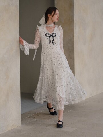 LB_Dot lace scarf dress
