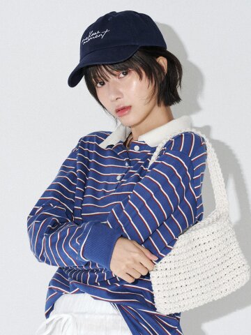 스트라이프 카라 티셔츠 (블루)