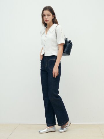 패치 포켓 부츠컷 데님 팬츠 