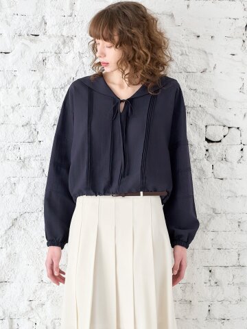 SAILOR PINTUCK BLOUSE_NAVY