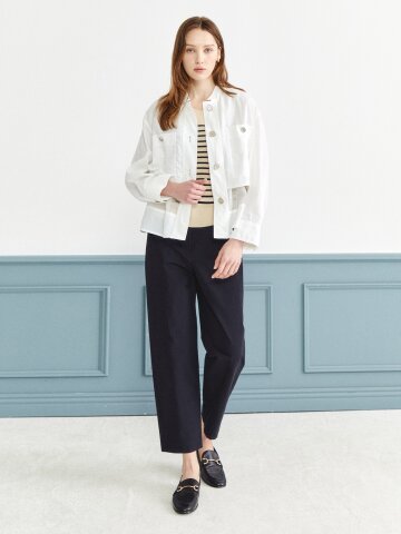 린넨 턴업 와이드 팬츠 