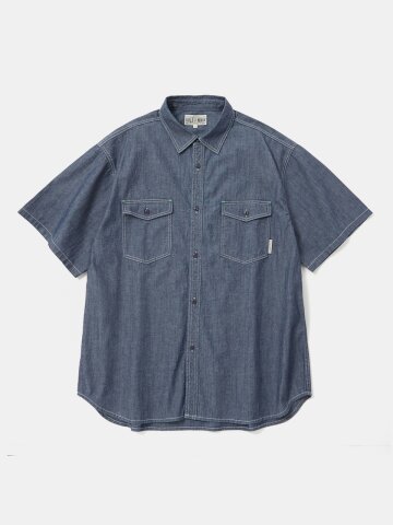COLUMBIA TRAJAN LABEL CONTRAST STITCH DENIM S/S SHIRTS 라이트데님