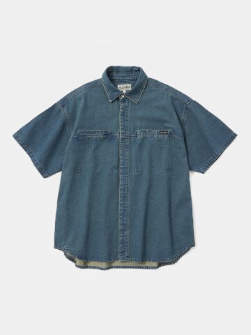 COLUMBIA TRAJAN LABEL HIDDEN POCKET DENIM S/S SHIRTS 미드나잇데님