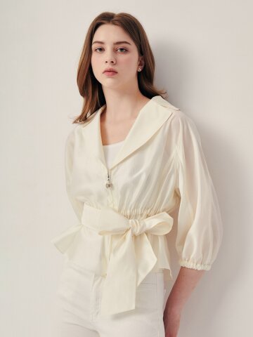 오간자 스트링 테일러드 점퍼 