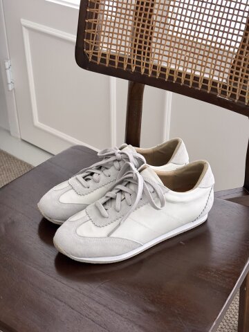 suede combi sneakers ivory