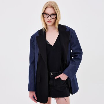 [분더가이스트] 오버핏 언발란스 포켓 데님배색 블레이저