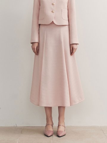 아이비 트위드 롱 스커트 / 핑크
