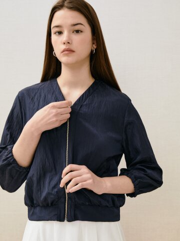 브이넥 집업 블루종 점퍼 