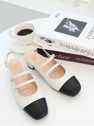 머랭고 천연소가죽 투톤 메리제인 슬링백 3cm M24S09L