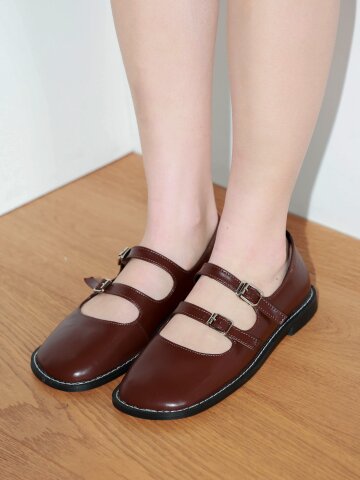 카미 스퀘어 메리제인 로퍼_BROWN_R503