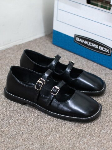 카미 스퀘어 메리제인 로퍼_BLACK_R503