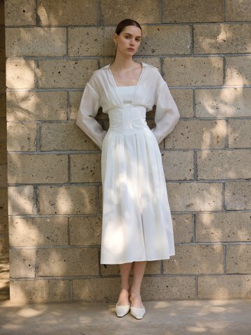 YY_Closure fake two shirt dress