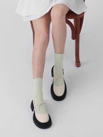 헤이즐 리본 레이스업 청키로퍼_R809