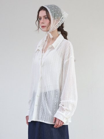 로잘린드 오버핏 크로쉐 셔츠