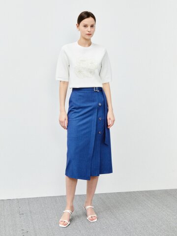 클래식 벨트 포인트 H라인 스커트 