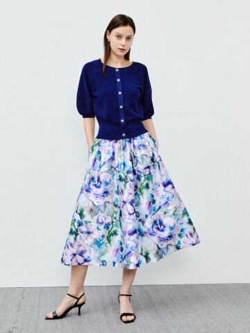 워터컬러 플라워 플레어 스커트 