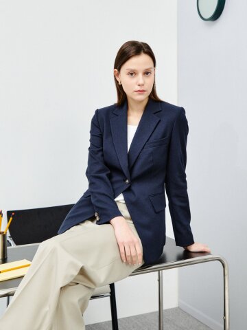 린넨 혼방 테일러드 싱글 재킷  