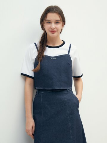 백 스트링 뷔스티에 데님 베스트 