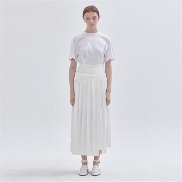[라이] LIE 언발란스 플리츠 스커트 화이트