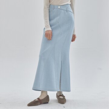 [라이] LIE 절개 디테일 머메이드 스커트 블루