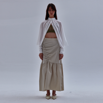 [라이] LIE 언벨런스 셔링 머메이드 스커트 베이지