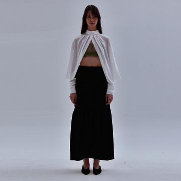 [라이] LIE 언벨런스 셔링 머메이드 스커트 블랙