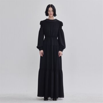 [라이] LIE 라이 시그니쳐 소매 퍼프 디테일 캉캉 롱 원피스 블랙