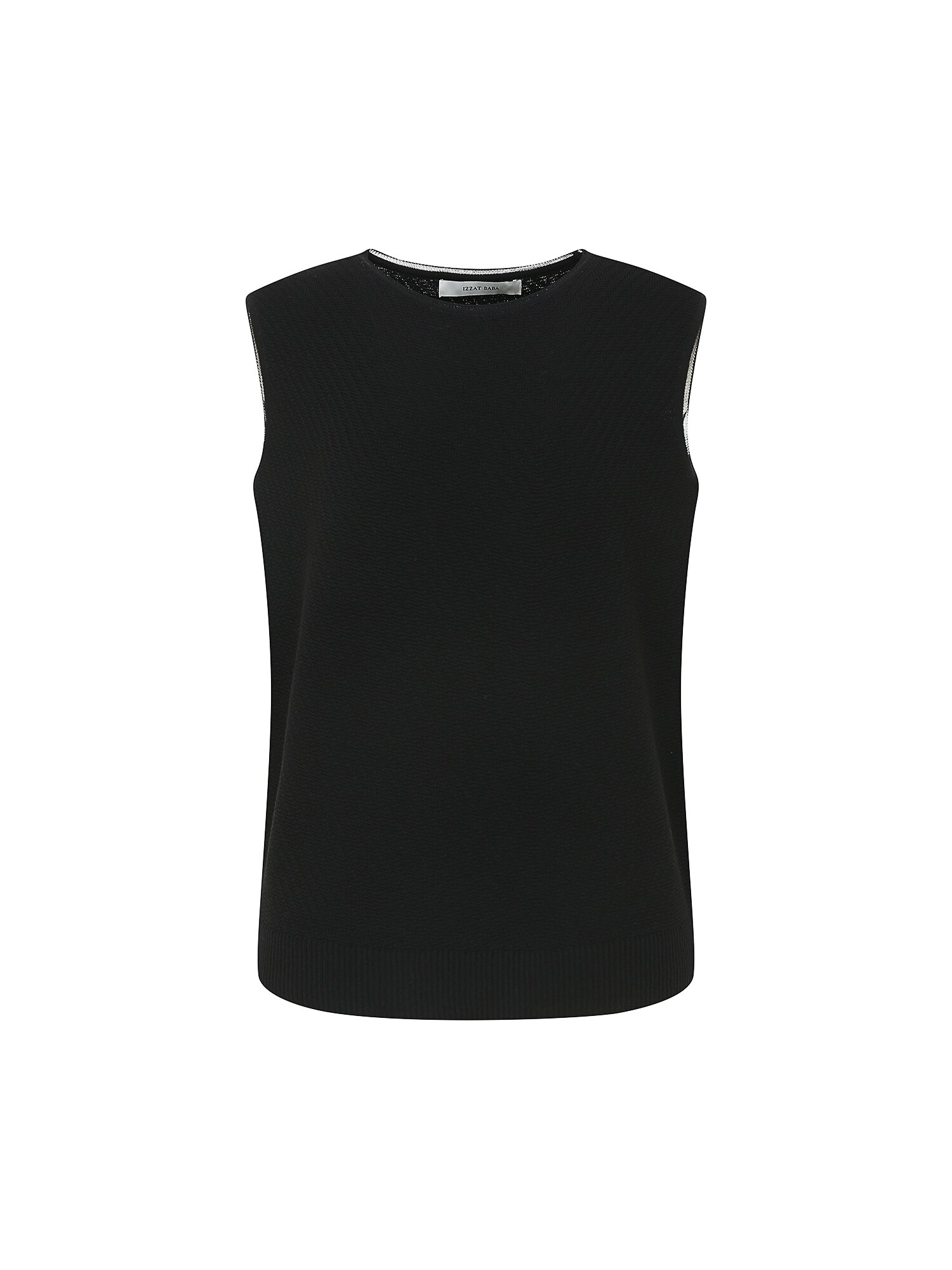 골지 라운드넥 슬리브리스 니트 (BLACK)