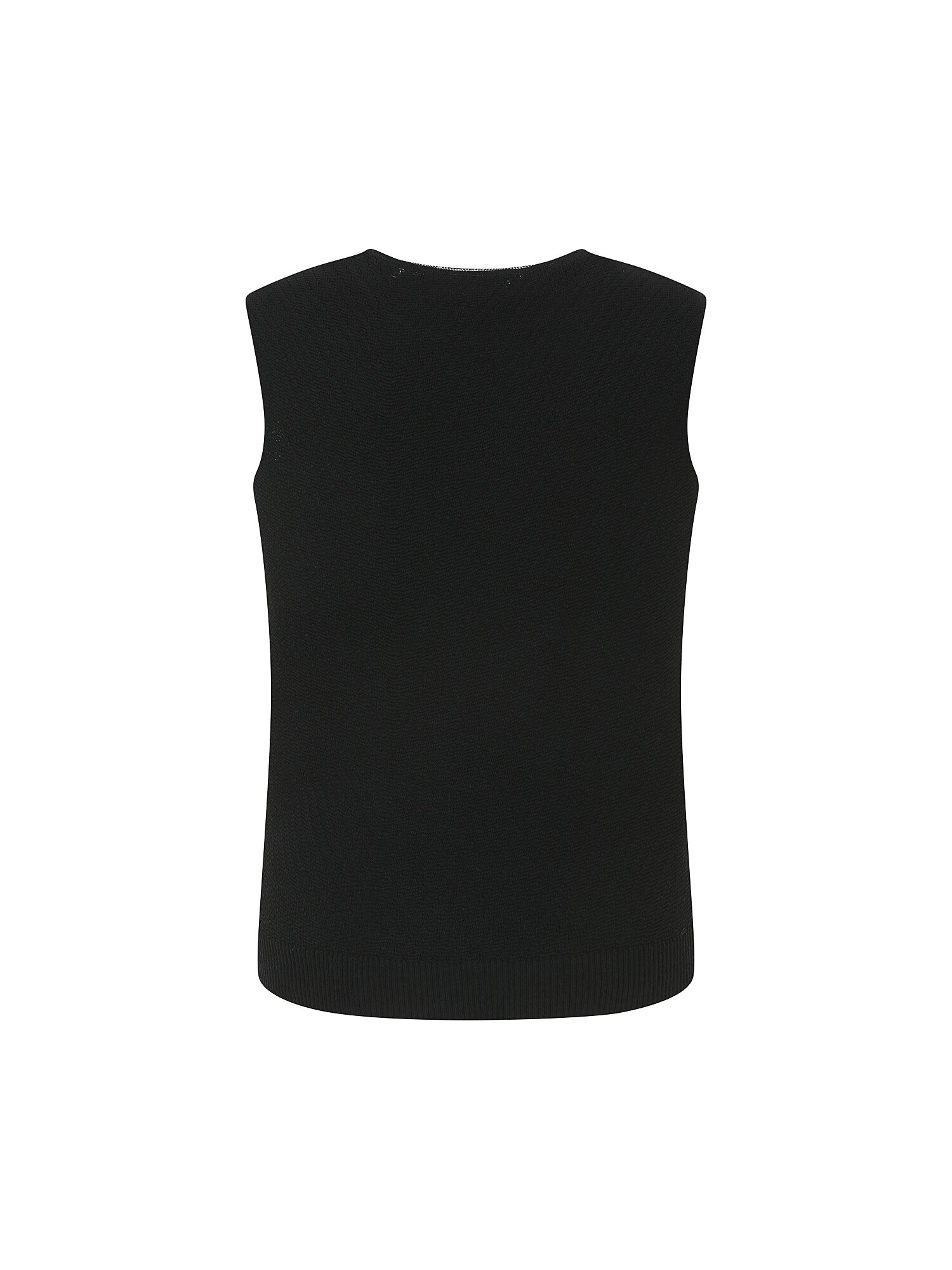 골지 라운드넥 슬리브리스 니트 (BLACK)