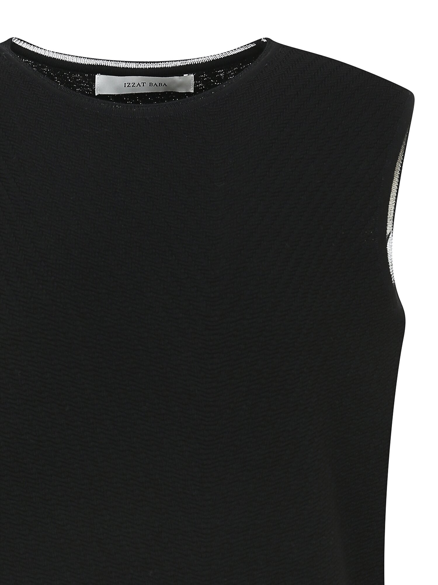 골지 라운드넥 슬리브리스 니트 (BLACK)