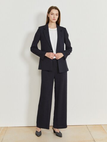 백 밴딩 와이드 일자핏 팬츠 