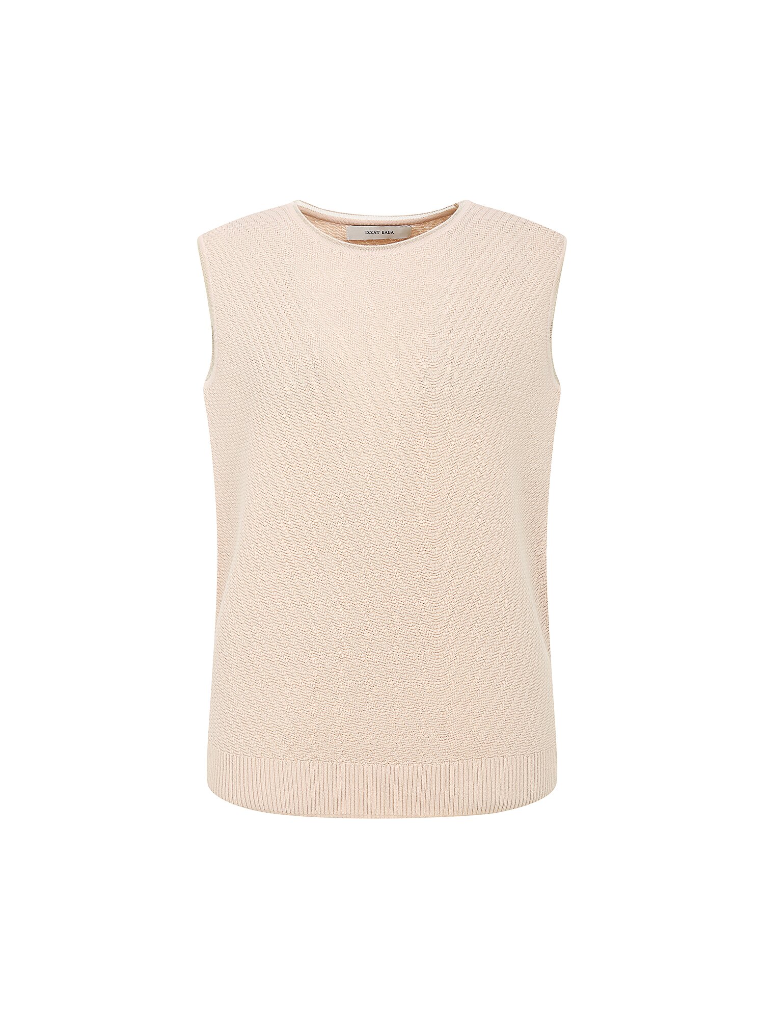 골지 라운드넥 슬리브리스 니트 (BEIGE)